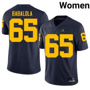 Navy Stitched Andrew Babalola Michigan Wolverines Women #65 College Football Jersey 741625-621