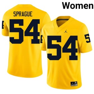 Maize #54 Alumni College Football Andrew Sprague MICH Womens Jersey 354345-322