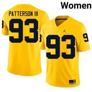 Maize Benny Patterson III Official #93 Michigan College Football Women Jerseys 872450-269