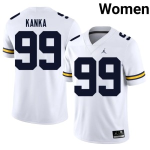 White U-M College Football #99 Women Replica Bobby Kanka Jersey 924788-388