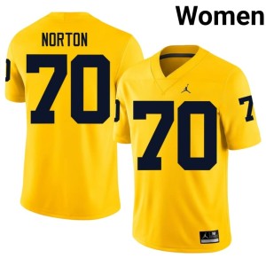 Maize Player College Football Women's U of M #70 Brady Norton Jersey 274150-529