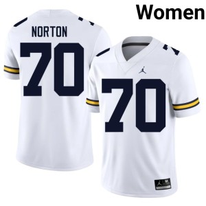 White #70 Brady Norton Women's University University of Michigan College Football Jerseys 526855-631