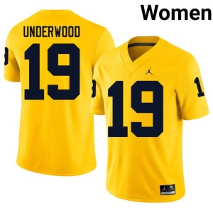 Maize College Football University #19 Bryce Underwood MICH Womens Jersey 124068-214