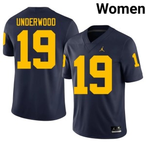 Navy College Football University of Michigan Women's Bryce Underwood Embroidery #19 Jersey 542037-119