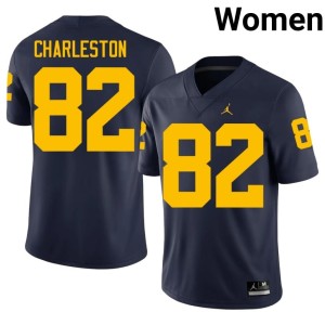 Navy #82 College Football Embroidery U-M C.J. Charleston Women Jerseys 277294-831