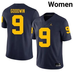 Navy Channing Goodwin University of Michigan Women's Game #9 College Football Jersey 893232-724