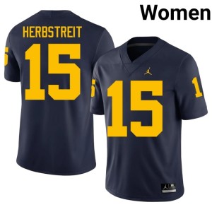 Navy #15 Michigan Women College Football Chase Herbstreit NCAA Jersey 796126-213