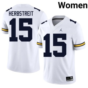White University Chase Herbstreit #15 Women's College Football Wolverines Jerseys 721846-561