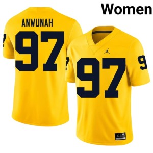 Maize College Football #97 Alumni Women Wolverines Chibi Anwunah Jersey 907644-947