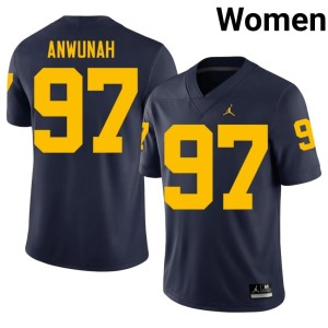 Navy #97 MICH Womens Chibi Anwunah NCAA College Football Jerseys 970112-632