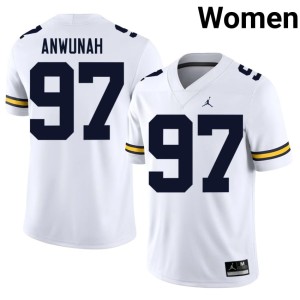 White College Football Michigan Women's Stitched Chibi Anwunah #97 Jerseys 288676-932