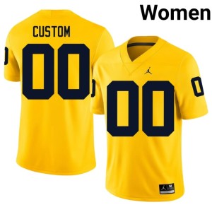 Maize College Football Custom #00 University of Michigan Wolverines Womens NCAA Jersey 616268-915