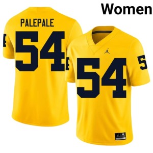 Maize Women's College Football #54 Player Deyvid Palepale MICH Jerseys 276853-998