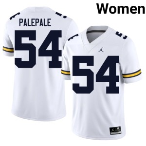 White Michigan Wolverines University #54 Deyvid Palepale Women's College Football Jerseys 560358-918