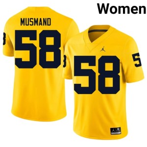 Maize Women's College Football University of Michigan Wolverines Alumni Eli Musmand #58 Jerseys 662762-672