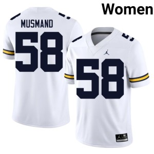 White Womens #58 College Football Eli Musmand MICH 2026-27 Jersey 464945-711