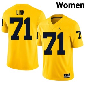 Maize College Football University of Michigan #71 Alumni Evan Link Womens Jerseys 515203-435