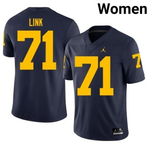 Navy #71 Women College Football UMich Evan Link NCAA Jersey 249778-559