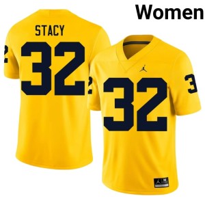 Maize College Football Alumni #32 Gary Stacy Women U-M Jersey 271916-649