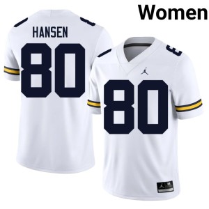 White Hogan Hansen Women #80 UMich Official College Football Jerseys 693531-803