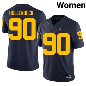 Navy #90 Hudson Hollenbeck Women's College Football University of Michigan Wolverines Stitched Jerseys 890034-458