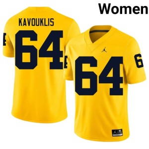 Maize James Kavouklis #64 Womens College Football MICH Embroidery Jerseys 879632-997