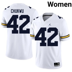 White #42 Women University of Michigan Jeffrey Chukwu College Football Alumni Jerseys 467021-688