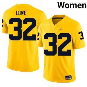 Maize Jeremiah Lowe Women College Football Michigan Wolverines Game #32 Jerseys 911847-957