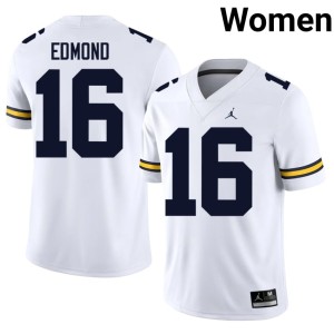 White Player College Football Jo'Ziah Edmond Women University of Michigan Wolverines #16 Jerseys 874551-510