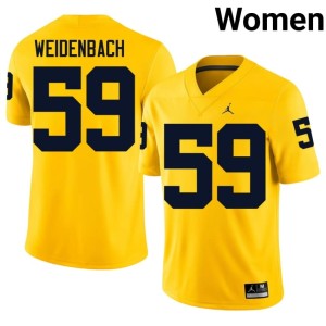 Maize College Football Women's #59 Stitched John Weidenbach U of M Jerseys 702039-504