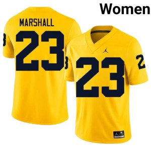 Maize MICH College Football #23 Jordan Marshall Women's 2026 Jersey 893121-960