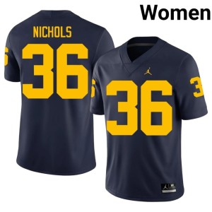 Navy College Football Joshua Nichols UMich #36 Womens Stitched Jerseys 330256-967