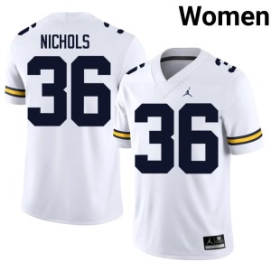 White #36 Joshua Nichols U of M College Football Women University Jerseys 591509-925
