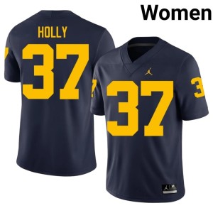 Navy #37 Women's University of Michigan College Football Julius Holly Embroidery Jersey 207722-229