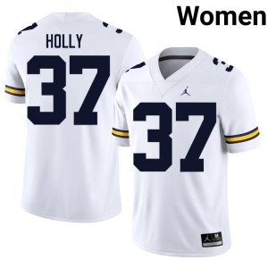 White Alumni #37 College Football Women MICH Julius Holly Jersey 601400-811