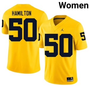 Maize Women Luke Hamilton Limited MICH College Football #50 Jersey 656956-706