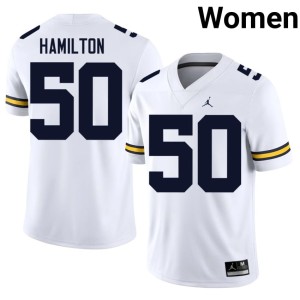 White Women University of Michigan Wolverines College Football Luke Hamilton #50 Game Jerseys 891455-804