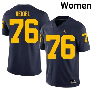 Navy College Football Michigan Wolverines #76 Women's University Manuel Beigel Jersey 170486-408