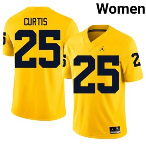 Maize College Football Mason Curtis #25 UMich Women's Embroidery Jersey 147949-618