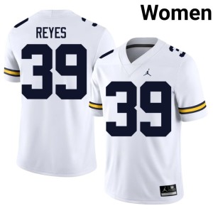 White Alumni #39 College Football Womens Michigan Max Reyes Jersey 403679-755