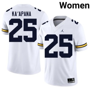 White #25 College Football Embroidery Womens Micah Ka'apana Michigan Jersey 717223-698
