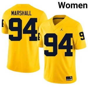 Maize Official #94 Nate Marshall University of Michigan Wolverines College Football Women Jerseys 193366-160