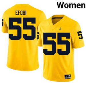 Maize College Football Nathan Efobi #55 Womens Game University of Michigan Jerseys 536381-801