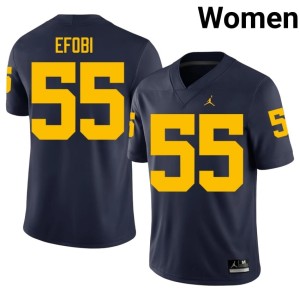 Navy Women Michigan College Football Nathan Efobi #55 NCAA Jerseys 914630-608