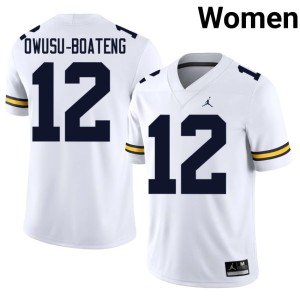 White College Football #12 Stitched Nathaniel Owusu-Boateng University of Michigan Women Jersey 729592-837
