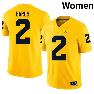 Maize #2 Official Shamari Earls University of Michigan College Football Women Jerseys 902152-779