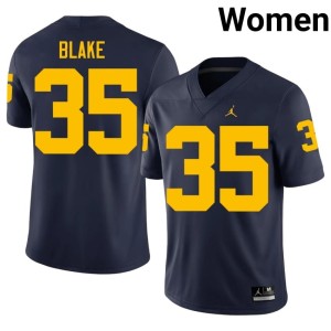 Navy University of Michigan Wolverines Stuart Blake Replica Women College Football #35 Jersey 848890-115