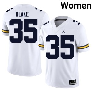 White #35 Womens Stuart Blake Embroidery College Football Wolverines Jerseys 618605-571