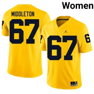Maize Trent Middleton College Football 2026 Women's #67 MICH Jerseys 312538-482