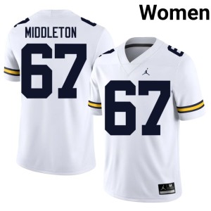 White Michigan Womens High School Trent Middleton College Football #67 Jerseys 281751-539